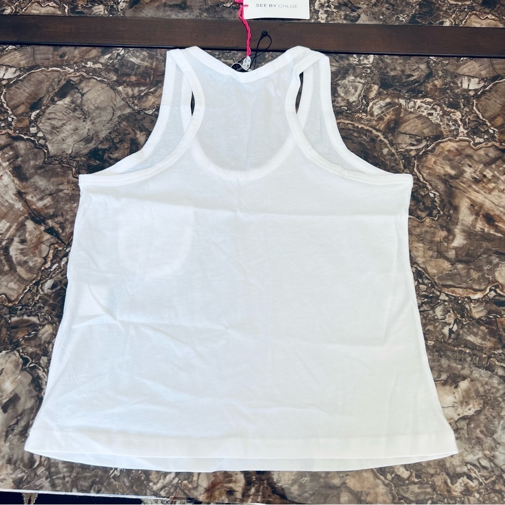 See by Chloe White Sleeveless/Tank Shirt Top size 38 USA 2 Small - Picture 12 of 16